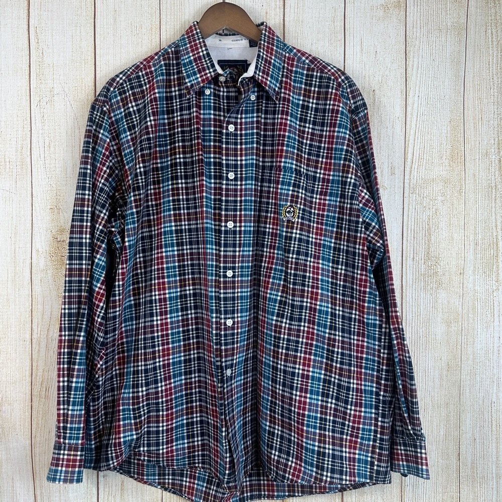 Cinch Casual Button Down Shirt Red and Blue Plaid